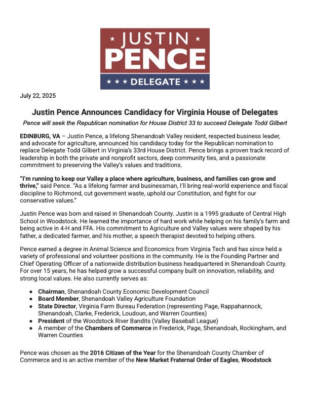 justinforva's tweet photo. I am excited to announce that I will be seeking the Republican nomination for #HD33 in the Virginia House of Delegates. 

You can read my full announcement below and join our campaign at https://t.co/Kx7vPvREwn https://t.co/EztMy7osTV