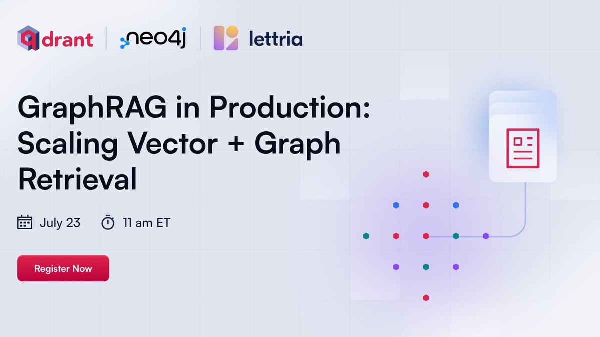 qdrant_engine's tweet image. ๐ข Last chance to register! Tomorrow, @lettria_fr joins Qdrant and @neo4j to reveal how they scaled GraphRAG in production:
โ 100M+ embeddings
โ Sub-200ms latency
โ 25% accuracy boost over traditional RAG
Get the full architecture breakdown and learn what actually makesโฆ