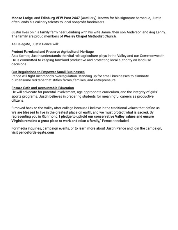 I am excited to announce that I will be seeking the Republican nomination for #HD33 in the Virginia House of Delegates. 

You can read my full announcement below and join our campaign at pencefordelegate.com