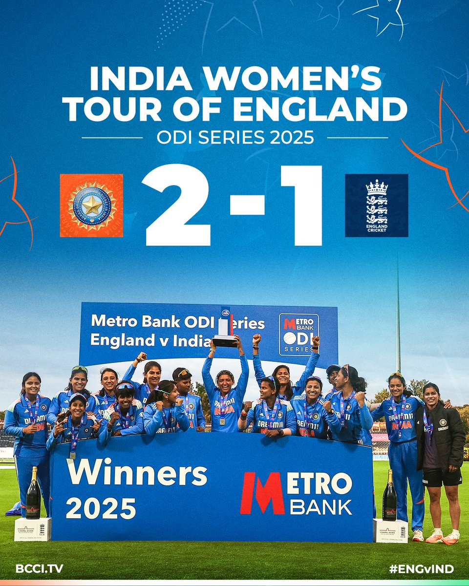 𝗪𝗲 𝗪𝗶𝗻. 𝗪𝗲 𝗚𝗿𝗶𝗻! ☺️

Congratulations to #TeamIndia on clinching the three-match ODI series 🏆👏

Scorecard ▶️ bit.ly/3rdODI_ENGWvIN…

#ENGvIND