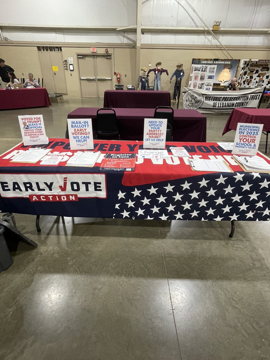 KeithbPa's tweet image. .@VoteBeezer and I just got set up at the Lebanon Fair. Come stop by and register to vote!
πLebanon County PA
@EarlyVoteAction @ScottPresler