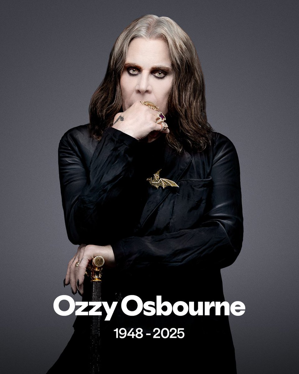 Spotify's tweet image. From the first notes of “Black Sabbath” to the final chords of “Paranoid,” Ozzy changed music forever. We’re crushed, but forever grateful, and we’ll never stop listening. Rest in peace, Ozzy.