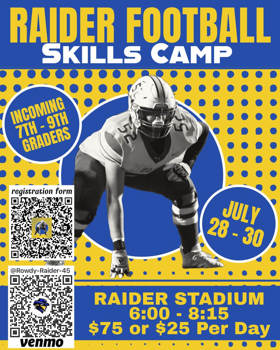 📣 We’re less than ONE WEEK away from incoming 7th-9th grade football camp! If you're an incoming 7th–9th grade Raider and want to play football this fall, this camp is for YOU! 💪🏈 🔗 Sign up here: bit.ly/SISDfootballca… #RaiderBuilt #TTIN #ValeMade