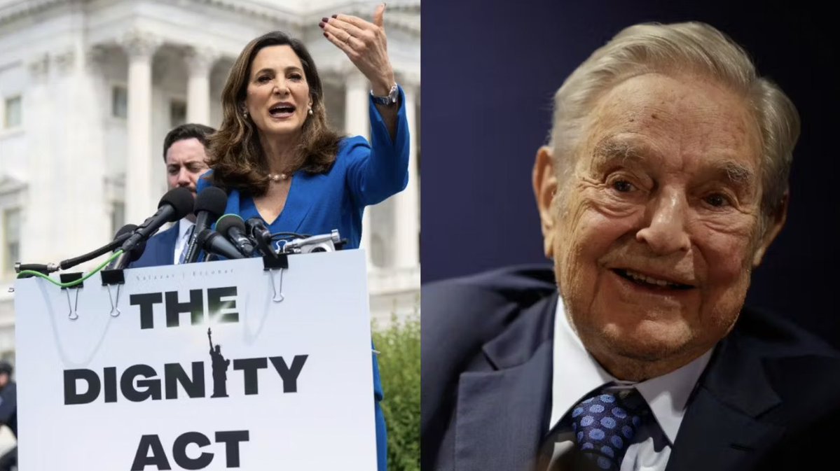 SpencerLndqst's tweet image. Leftist groups with ties to Democrat billionaire George Soros are lining up to support Republican @RepMariaSalazar's push to give legal status to millions of illegal aliens.
These groups hate Trump's immigration policies — but they love Salazar's mass amnesty plot. 🧵