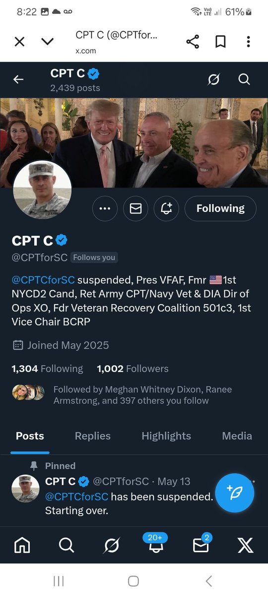 I want to introduce this veteran to you please connect and follow <a href="/CPTforSC/">CPT C</a> and repost to help him grow 💪🫶👊💥💯🇺🇸🫡
