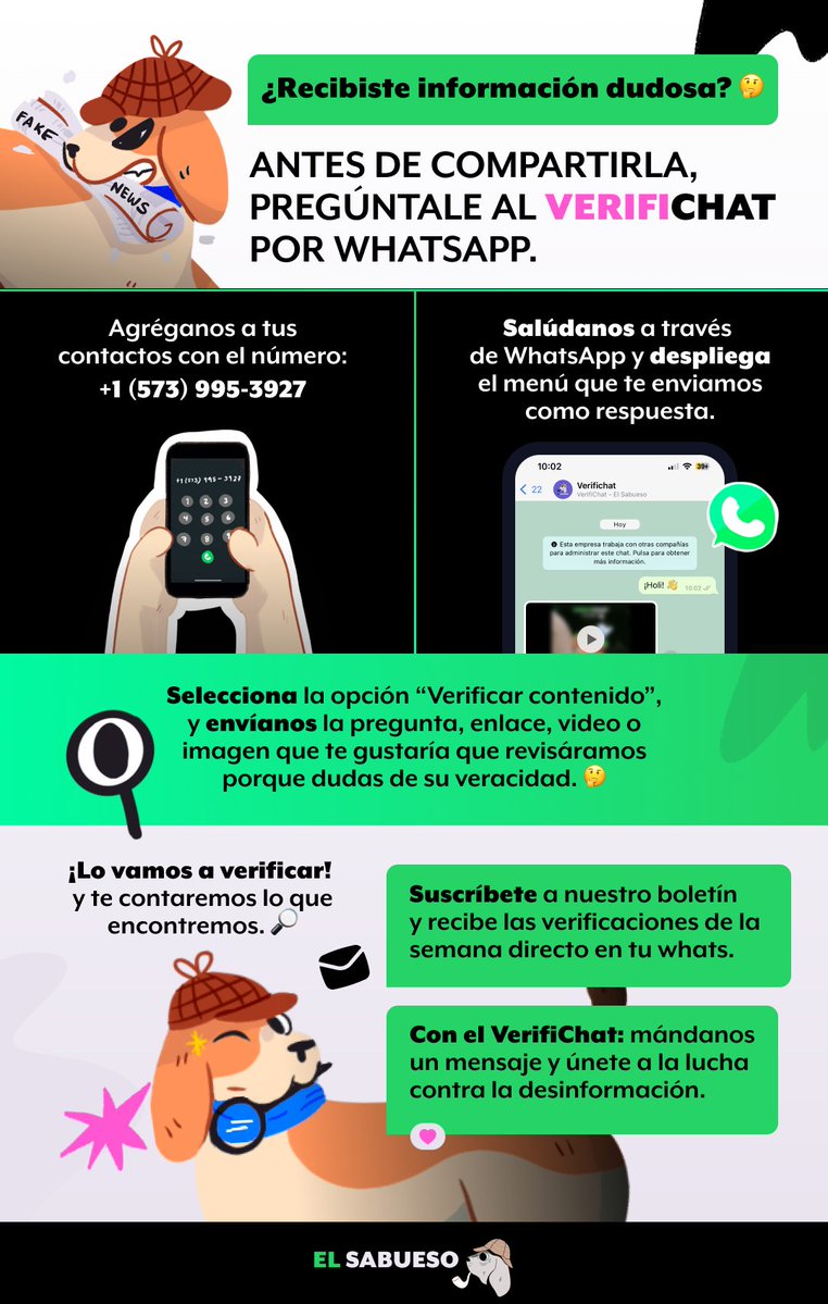 ElSabuesoAP's tweet image. ¡Guau! 🐶 El Sabueso te envía vía WhatsApp sus verificaciones más relevantes de la semana, escríbenos al #VerfiChat 📲 para suscribirte a nuestro boletín: wa.me/15739953927