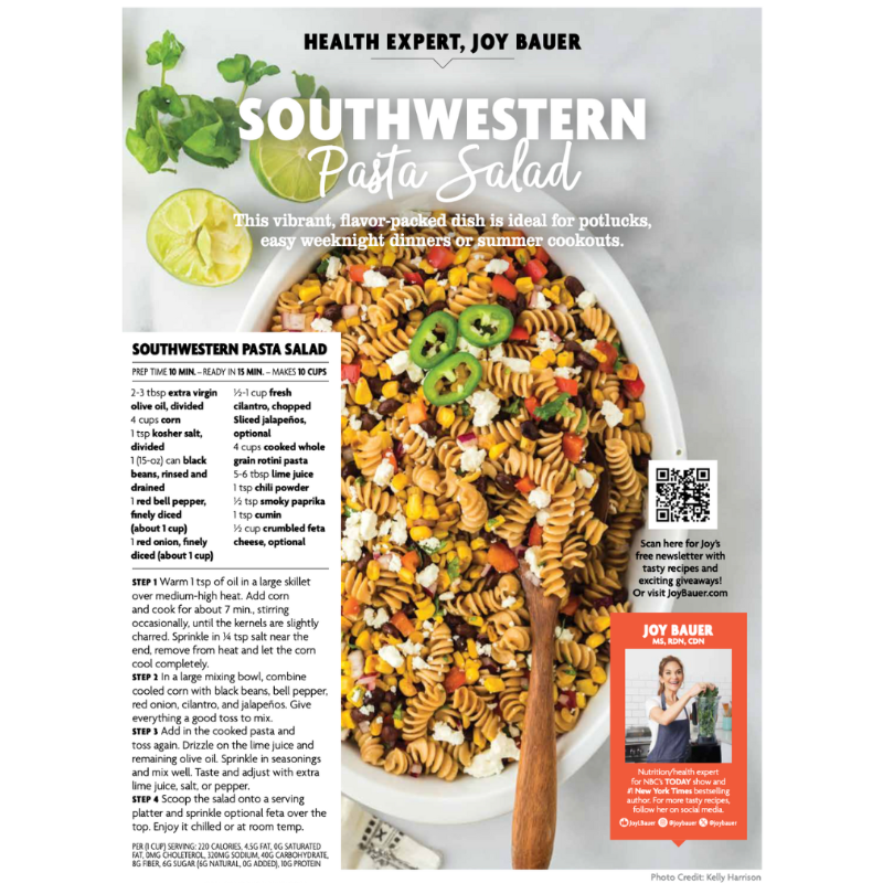 joybauer's tweet photo. Southwestern Pasta Salad 🌟  One of my fave chilled pasta dishes in Savory this month! Pick up your free copy at @StopandShop @MartinsFoodMkts @GiantFoodStores &amp; @GiantFood
 or read it online here: https://t.co/eiCGaYDliV