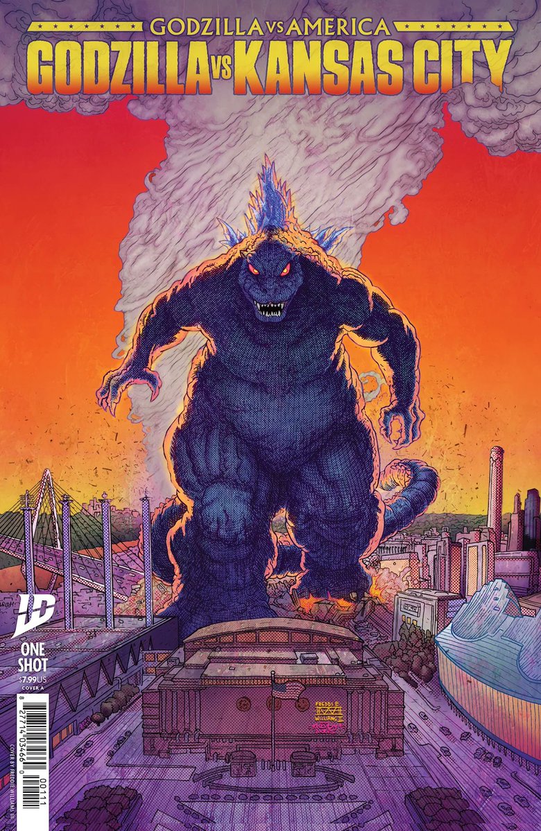Godzilla_Toho's tweet image. 💥 Heat rays in the heartland?! 'Godzilla vs. America: Kansas City' is coming October 29 from @IDWPublishing! Read more: ow.ly/wrhV50WsVJW