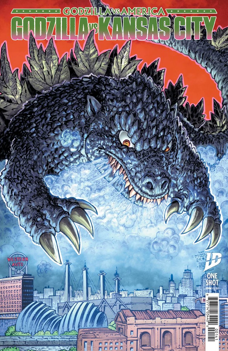 Godzilla_Toho's tweet image. 💥 Heat rays in the heartland?! 'Godzilla vs. America: Kansas City' is coming October 29 from @IDWPublishing! Read more: ow.ly/wrhV50WsVJW