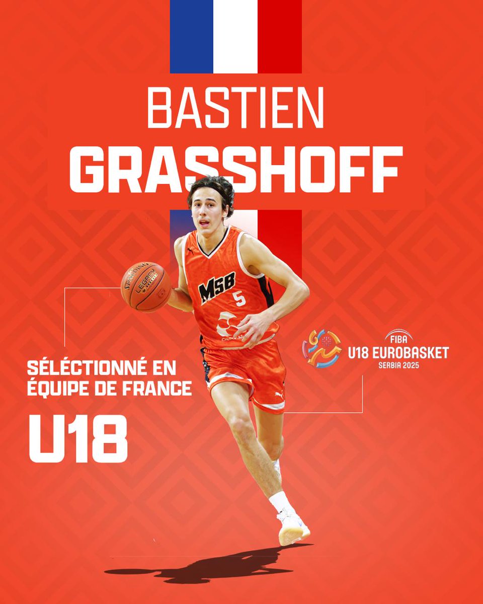 MSB_Officiel's tweet image. Bastien Grasshoff en Équipe de France U18 ! 🤩🇫🇷
Il figure parmi les 12 pépites sélectionnées pour disputer l'#U18EuroBasket, qui se déroulera en Serbie du 26 juillet au 3 août.
Bravo Bastien, le club est fier de toi ! 🙌
#MSBformation 🦁