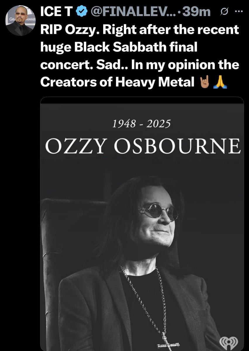 JustRockContent's tweet image. The Music World Mourns The Loss Of Ozzy Osbourne ✝️