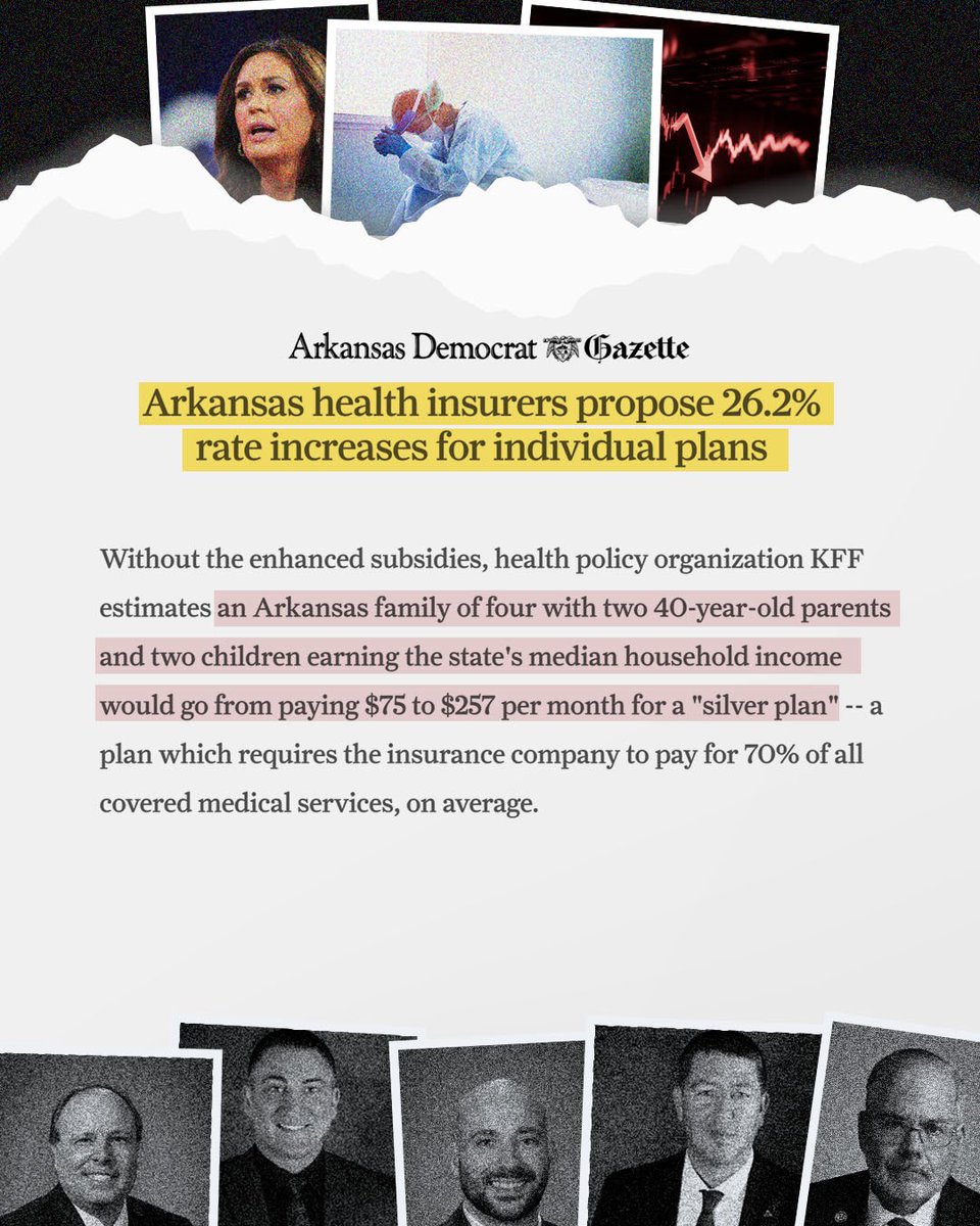ArkDems's tweet image. The @ArkansasOnline reports “HISTORIC INCREASE IN INSURANCE COSTS” coming soon ⚠️
You can blame HIGHER HEALTHCARE COSTS on the Trump Administration’s OBBB & Sarah Sanders’s and the GOP Supermajority’s work requirements…
Read more:
arkansasonline.com/news/2025/jul/…