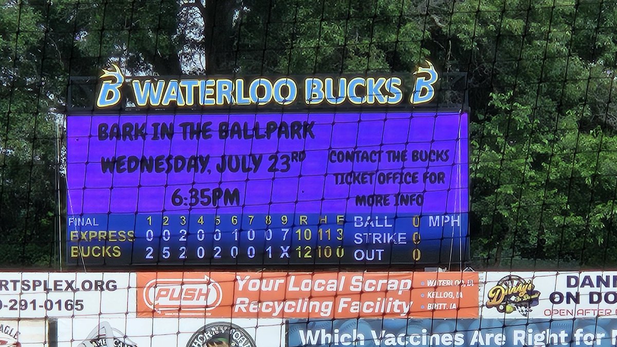 Eat Claire made it very interesting with 7 in the 9th, but Waterloo pulls it out 12-10. Now off to our final game of the trip in Cedar Rapids.