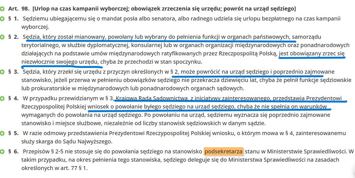 DPawelczykW's tweet image. Sędzia nie może być jednocześnie ministrem. Stanowiłoby to naruszenie konstytucyjnego wymogu apolityczności. Ustawa o ustroju sądów powszechnych stanowi, że istnieje w takim przypadku obowiązek zrzeczenia się urzędu sędziego z wyłączeniem stanowiska podsekretarza stanu w…