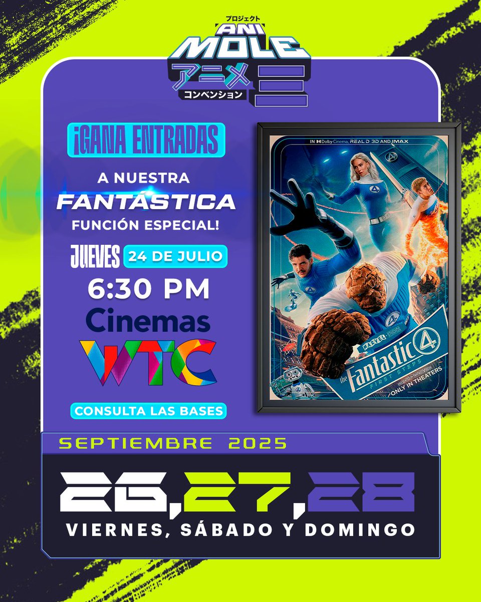 lamolemx's tweet image. 🍿 Queremos ver #LosCuatroFantasticos contigo... en una sala sólo para fans de #LaMoleConvention y #AniMole3. ¡Participa y gana uno de los 100 pases! Checa las bases en shorturl.at/szsar