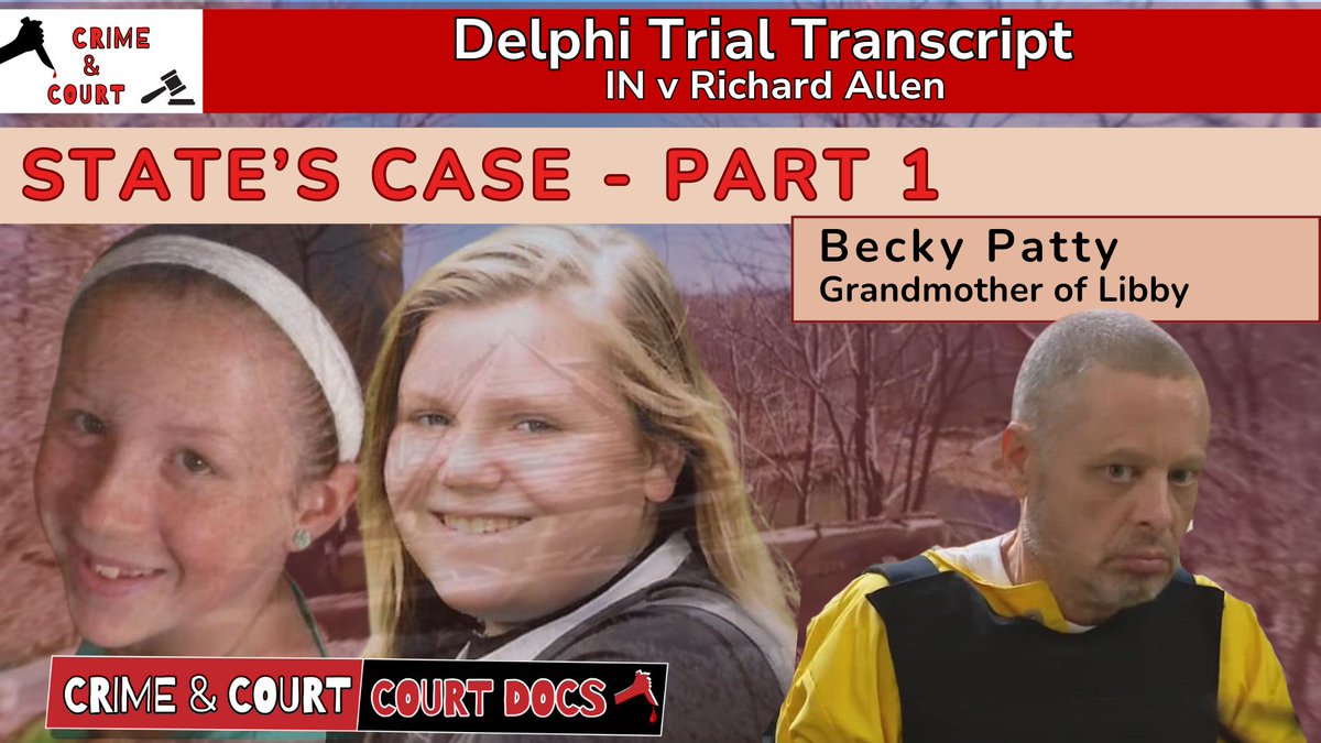 CrimeandCourt's tweet image. State’s Case - Part 1 - Becky Patty | #DelphiTranscripts
youtu.be/EBJXC1BqSSo
#richardallen #freerichardallen #delphimurders #delphitrial #beckypatty