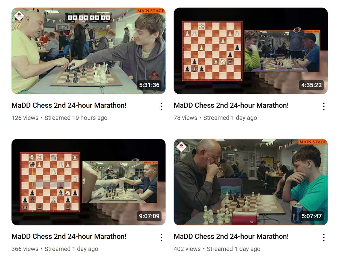 MaDDChess's tweet image. Our 24hr marathon was live streamed the whole time. A huge thank you to the tech team behind this. We felt very fancy with our digital board! #chess