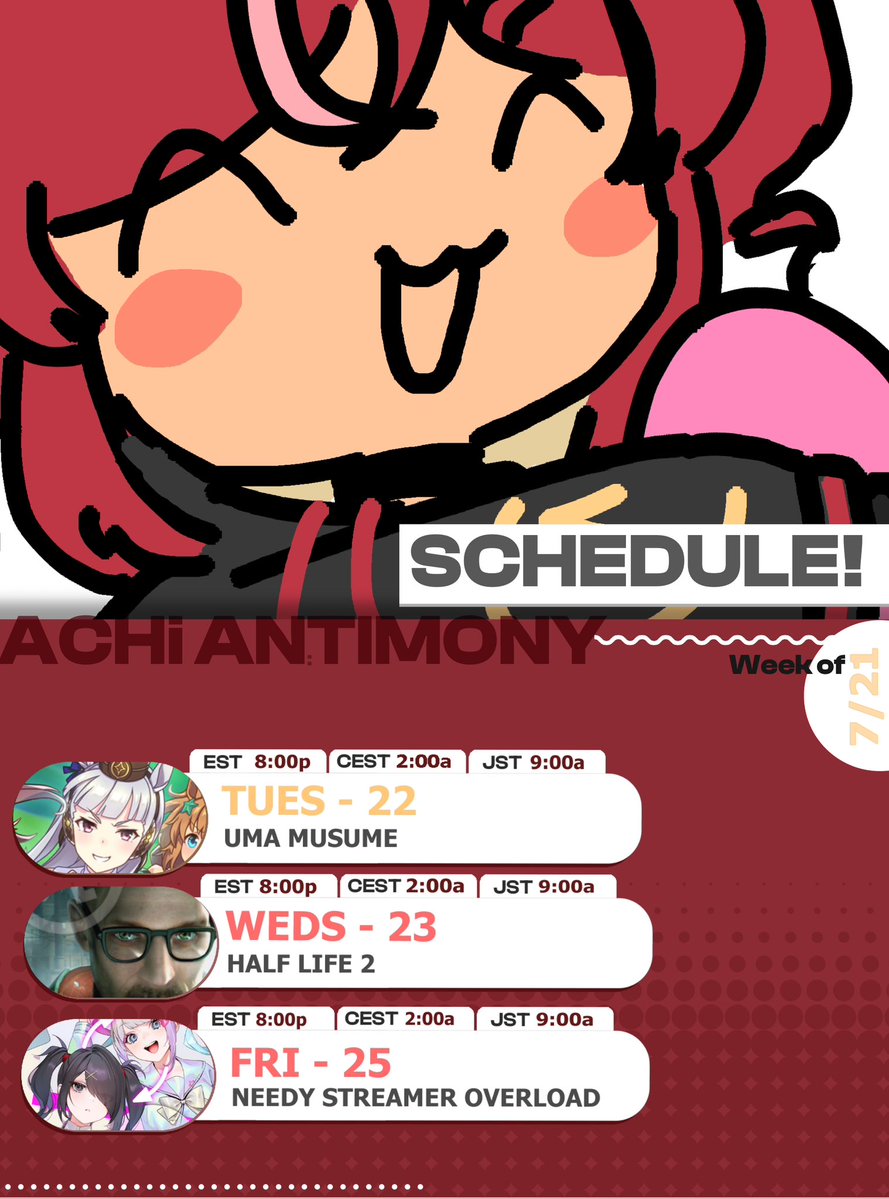 AntiAchi's tweet image. wow a schedule wow! wow. thank you manechan
car accident cooked my time up🥹 more next weeeeek
#ontimony