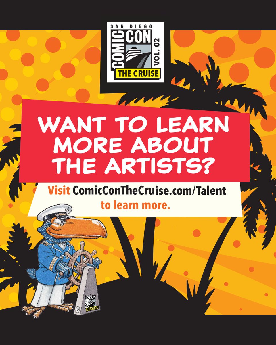 ComicConCruise's tweet image. We’re excited to introduce the first of the artists joining us on board Comic-Con: The Cruise for Vol. 2! We’ll be highlighting each of these artists in depth on our socials in the coming weeks. comicconthecruise.com/talent #ArtistsAlley #ComicConCruise