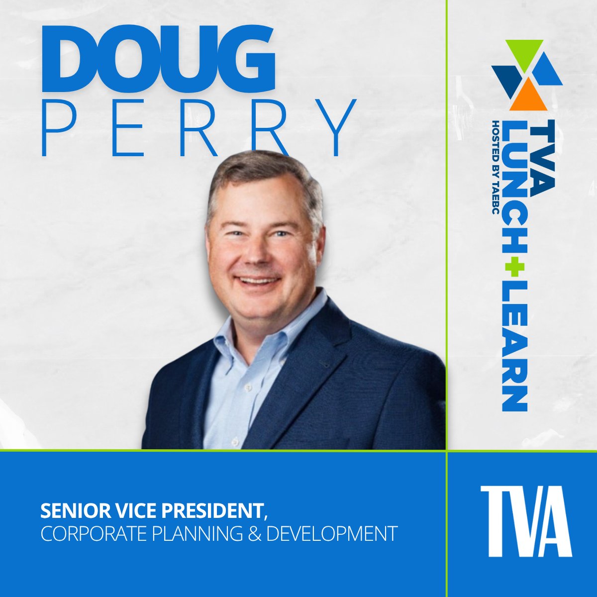 Tennessee Advanced Energy Business Council (@tnadvenergy) on Twitter photo 🌟 TVA Lunch and Learn: Keynote Speaker Highlight 🌟
Don’t miss Doug Perry, Senior Vice President of Corporate Planning and Development at <a href="/TVAnews/">Tennessee Valley Authority</a>, discuss TVA’s new Valley Vision initiative at the TVA Lunch and Learn.
RSVP: brnw.ch/21wUlss 🌟 TVA Lunch and Learn: Keynote Speaker Highlight 🌟
Don’t miss Doug Perry, Senior Vice President of Corporate Planning and Development at <a href="/TVAnews/">Tennessee Valley Authority</a>, discuss TVA’s new Valley Vision initiative at the TVA Lunch and Learn.
RSVP: brnw.ch/21wUlss