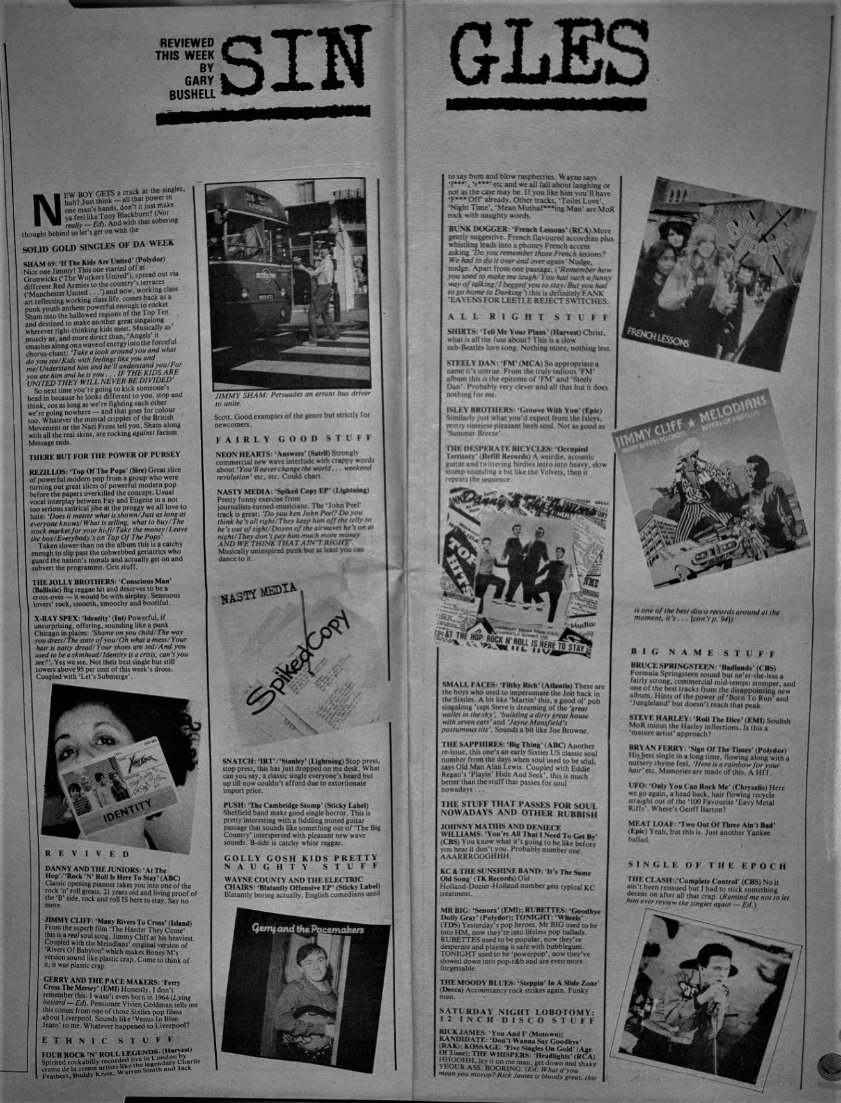 SoundsClips's tweet image. Singles Reviewed by Garry Bushell in Sounds 22nd, July 1978 including Sham 69, Rezillos, X-Ray Specs and many more.
@GarryBushell