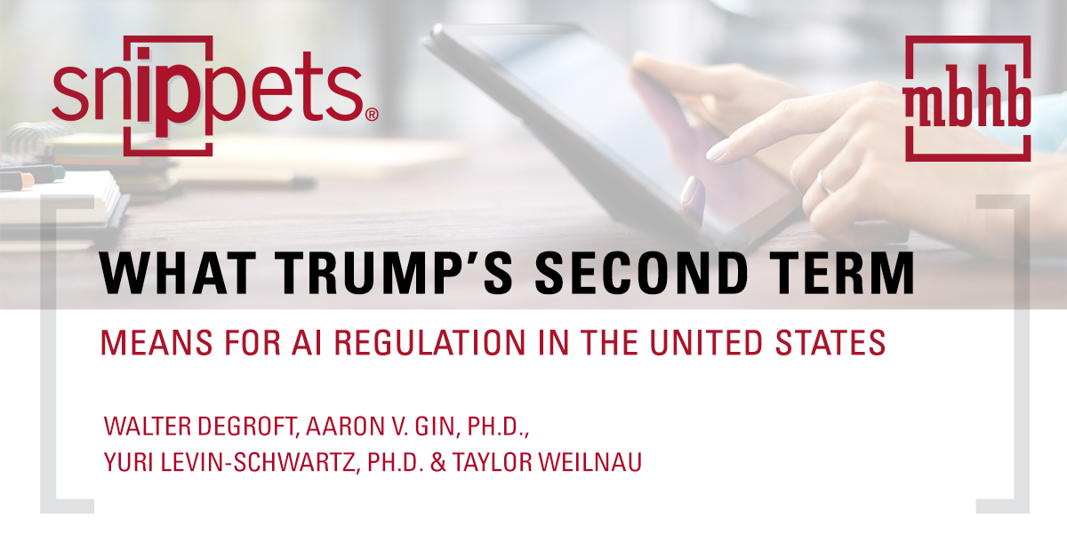 MBHB's tweet photo. MBHB's Walter DeGroft, Aaron Gin, Yuri Levin-Schwartz and Taylor Weilnau detail how recent deregulation may limit the ability of the federal government and the states to shape AI development in the U.S. Read more here: https://t.co/urjOpBuT4u #AI https://t.co/waQCUUsGcT
