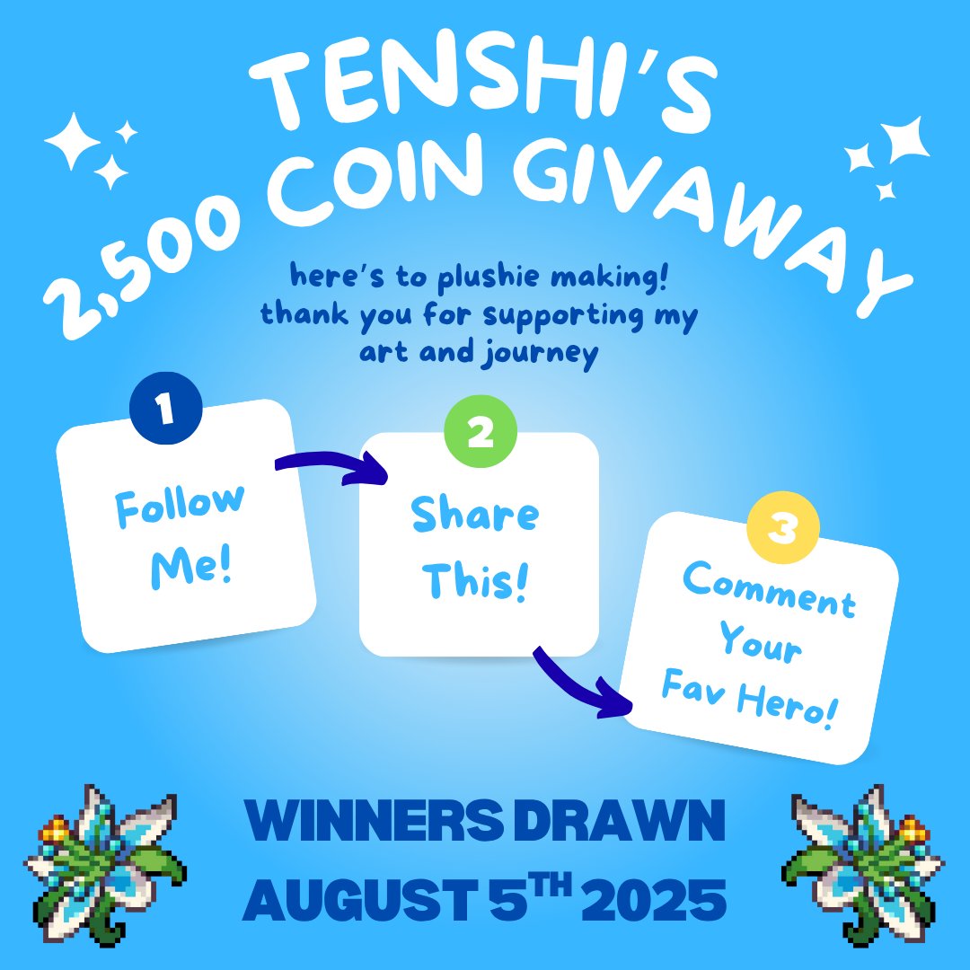 SilePrinStudios's tweet image. Hi everyone! Thank you so much for following me on my art journey and continuing to express your love for my pieces.
In celebration, I'm giving away x5 500 Coin packages just for following me 🥹💙
Winners drawn Aug 5th!
#Overwatch2 #Overwatch #OW2