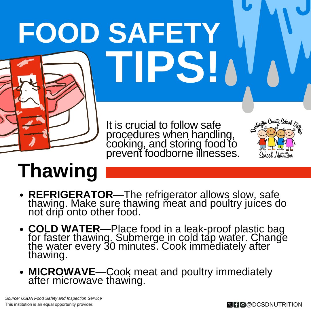 Thaw food properly to ensure it’s safe to cook and eat! 🥩➡️🔥

#Darlingtonsc #DarlingtonSouthCarolina #Darlington #SCschools #Darlingtoncounty