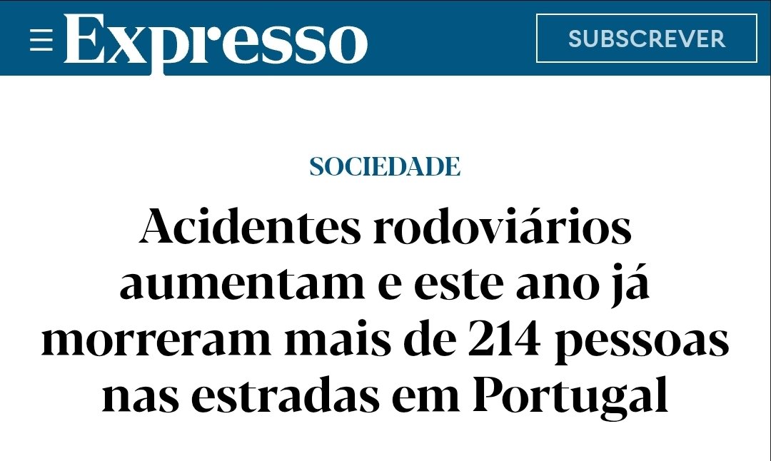 A sinistralidade nas estradas aumentou nos últimos anos. Conclusão da enfermeira-comentadora: temos de acabar com o ensino do código da estrada e da segurança rodoviária 🤷