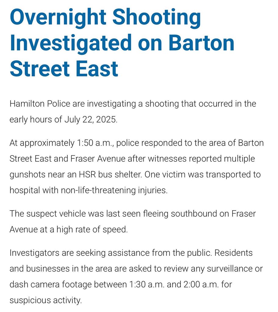 NedKurucMP's tweet image. Another shooting in Hamilton. This time near a city bus shelter on Barton Street East.
Families in Hamilton East–Stoney Creek are tired of waking up to scenes like this.
The Liberals gutted our justice system with Bills C-5 and C-75, and now violent criminals fear no…