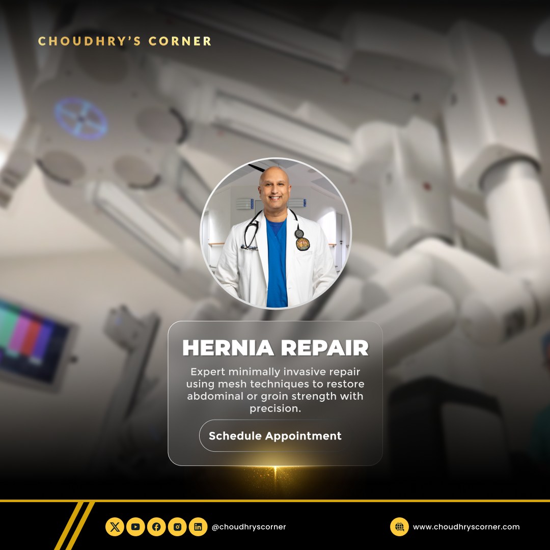 Expert minimally invasive repair using mesh techniques to restore abdominal or groin strength with precision.
Trust expertise. Restore strength.
#HerniaRepair #MinimallyInvasive #MeshRepair #DrChoudhry #AbdominalStrength