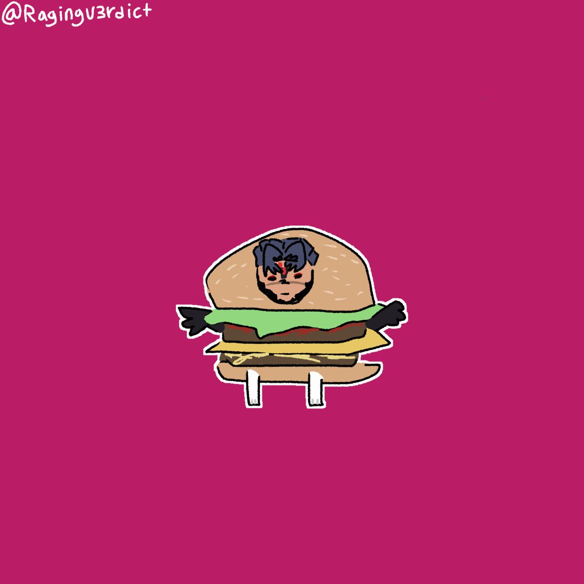 Lacchryma's tweet image. art fight attack i made on @Crappwr0m 

burger