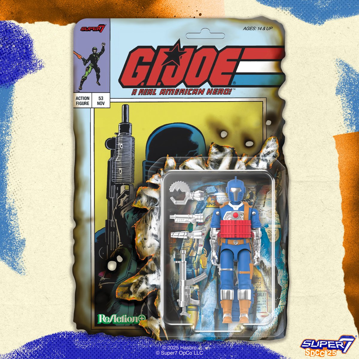 super7store's tweet image. 💣 Time to deploy the ultimate Cobra enforcer!
The new Time Bomb Cobra B.A.T. ReAction+ Figure is locked, loaded, and coming soon—complete with O-Ring build, bomb gear, and a fire-damaged cardback.
#Super7 #SDCC #GIJoe