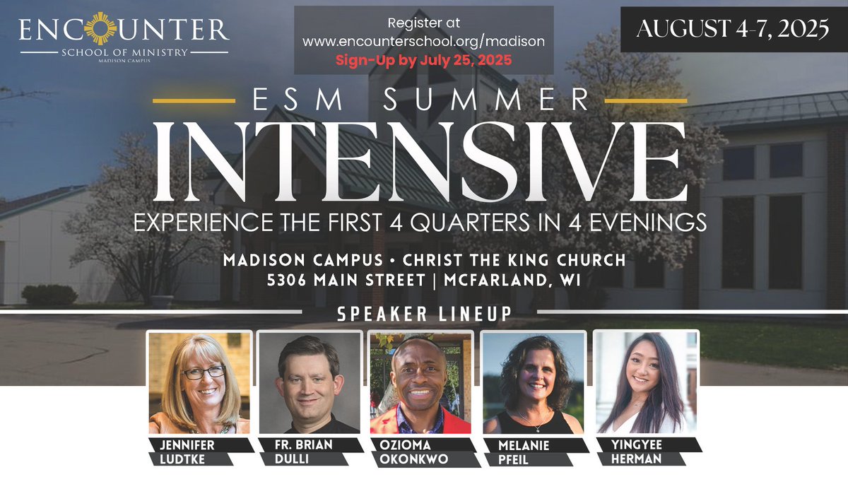 Last few days to register! The Encounter School of Ministry's Summer Intensive at Christ the King Church in McFarland is just around the corner! Come taste and see the four quarters in four nights (August 4-7) of Identity and transformation, Prophetic Ministry, Physical Healing,