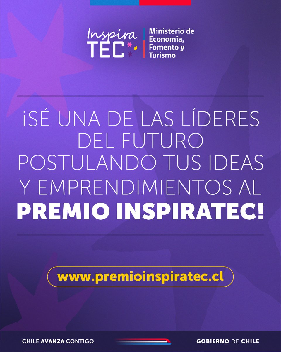MinMujeryEG's tweet photo. Quedan pocos días para postular al Premio #InspiraTEC 😍Esta iniciativa busca reconocer y dar visibilidad a distintos emprendimientos en áreas STEM, y a las niñas, jóvenes y mujeres que los lideran. Revisa las bases y postula hasta el 6 de agosto en https://t.co/XvNmWLVK20 📲 https://t.co/BGRnjfF6mj