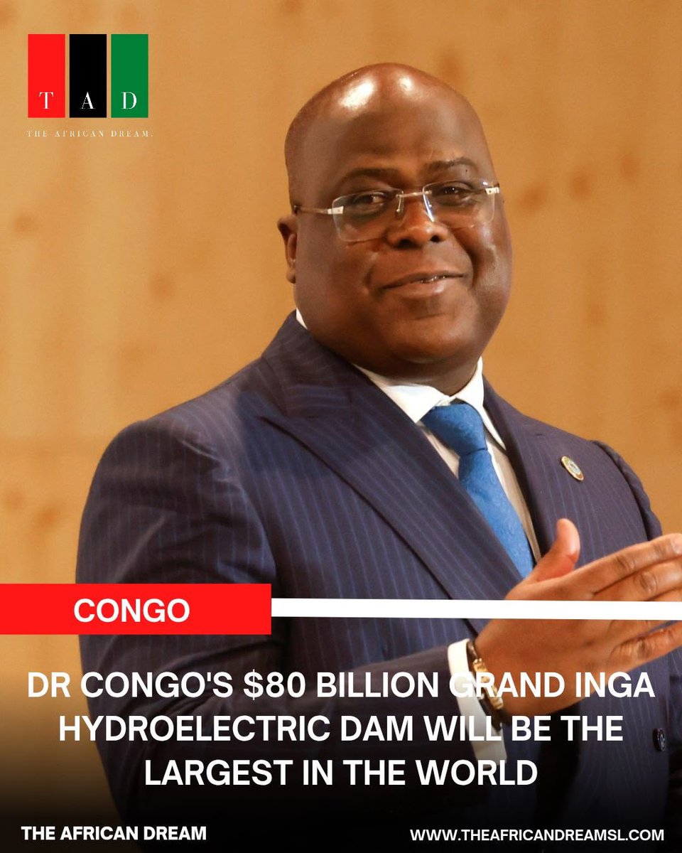 Joe__Bassey's tweet image. DR Congo's $80 billion Grand Inga Dam hydroelectric dam will be the largest hydroelectric dam in the world, enough to power over 40% of Africa.
It will produce over 40,000 megawatts of electricity.
It will be the largest hydroelectric power station in the world, surpassing…