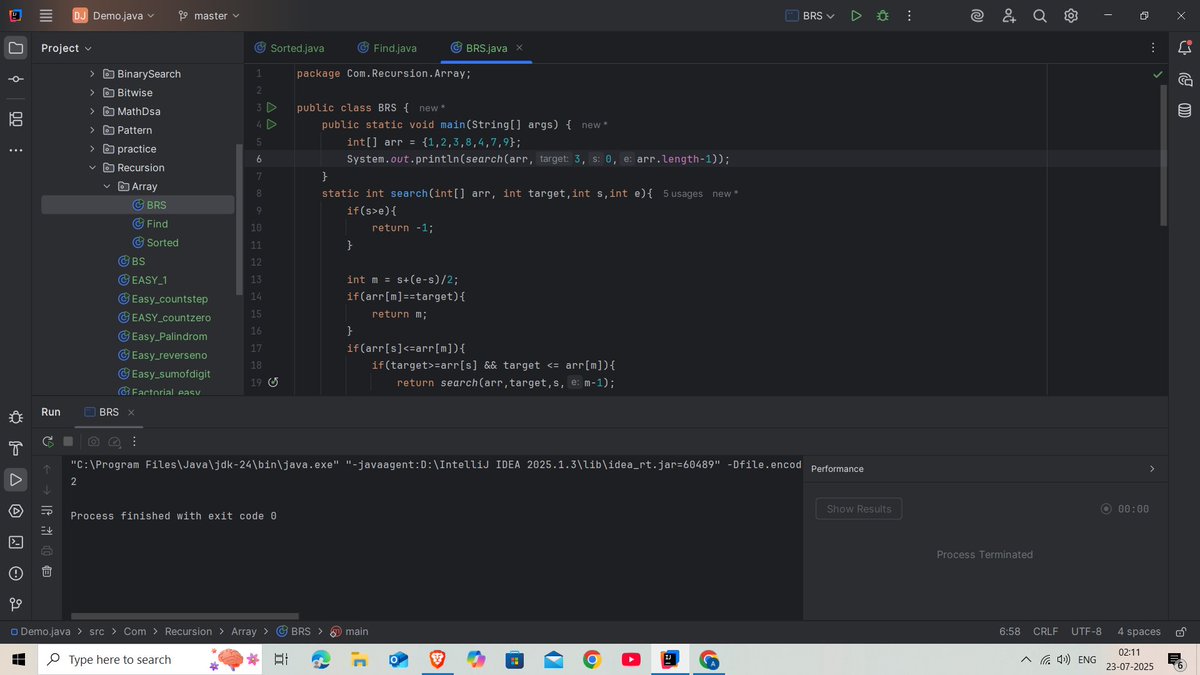 Amiitraiii's tweet image. Day 25 of learning Java with @kunalstwt 
Today I tackled recursion with arrays, mind-bending but super powerful!
Every day, one step closer to mastering DSA.
#100DaysOfCode #JavaWithKunal #Recursion #DSA #CodingJourney #DevLog #Day25