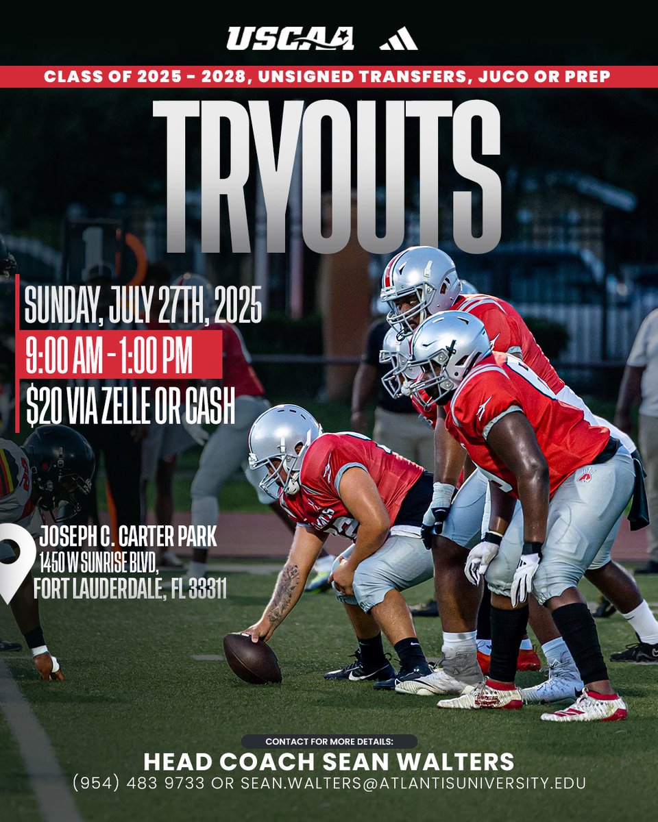 CoachJoeyy's tweet image. Another day closer!
Atlantis Football Unsigned prospect camp registration link:
form.jotform.com/242785853080160
⏰ Check-In Start Time: 9:00 AM
Please complete your online registration using this link prior to the camp date.
