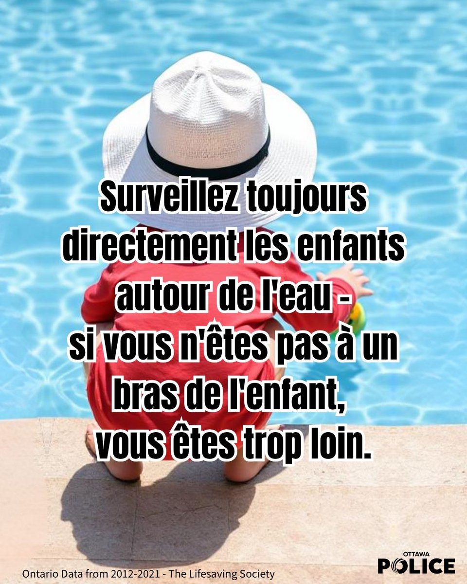 OttawaPolice's tweet image. 🚨 Drowning is fast and silent — and 100% of drowning deaths in children under 5 (2012–2021) happened because no one was watching closely enough.
Always directly supervise children around water.
If you’re not within arm’s reach, you’ve gone too far.
Let’s all do our part to…