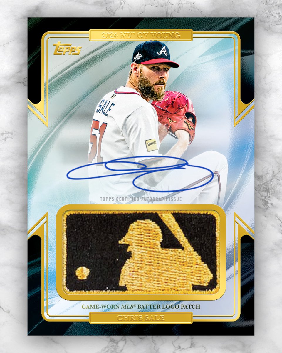 Topps's tweet image. FIRST LOOK: Chris Sale's 1/1 Gold Logoman autograph card 🔥
Arriving in Topps Chrome Baseball tomorrow ⏰