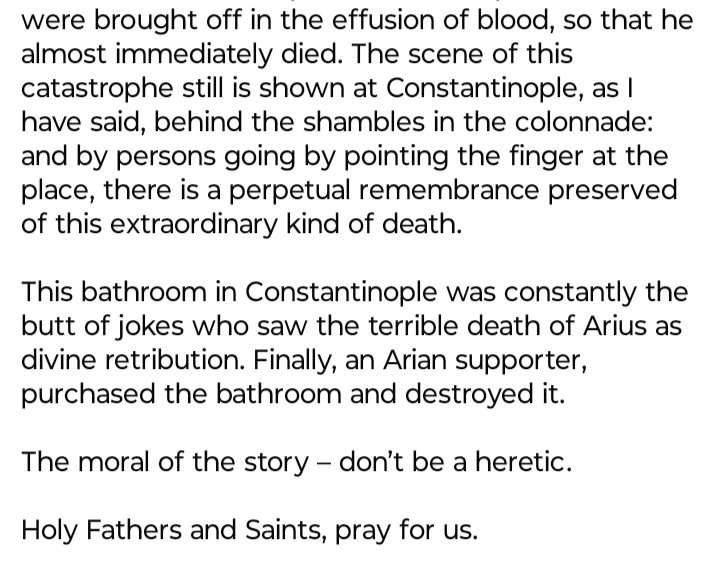 marymar49743095's tweet image. Don't be a heretic or you'll die like one....
The Heretic Arius Dies in a Bathroom