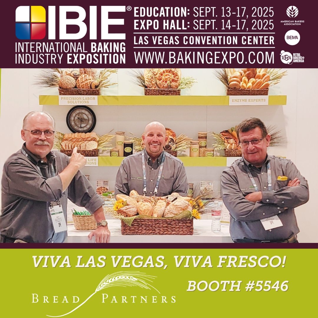 BreadPartners's tweet image. Viva Fresco™- Go "ALL-IN" on Mold-Free Baking with BreadPartners at #IBIE2025 in Las Vegas! 

Find out what's fresh at Booth #5546! #BreadPartners #BakewiththeBest #LasVegas #VivaFresco