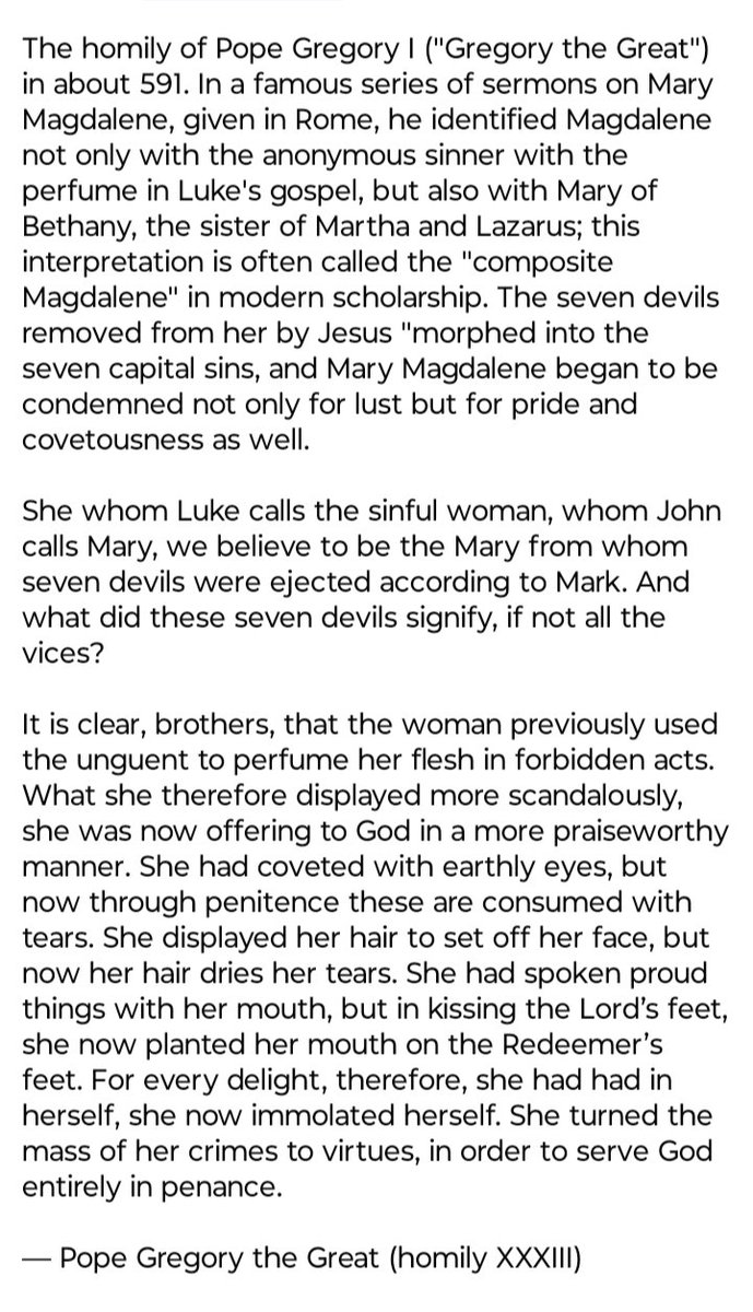 marymar49743095's tweet image. The homily of Pope Gregory I ("Gregory the Great") in about 591. In a famous series of sermons on Mary Magdalene, given in Rome...
