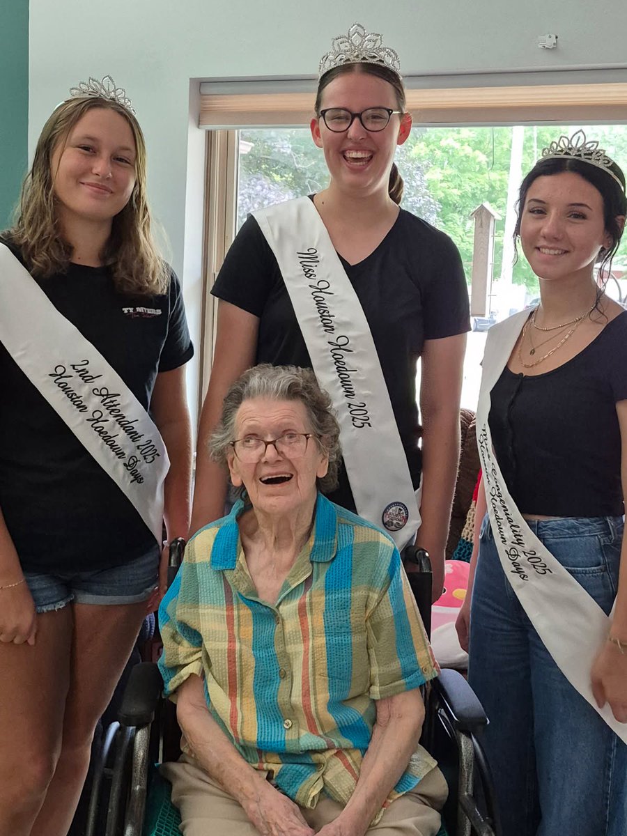 Dad’s 95 year old mom (my grandma) was visited by her great granddaughter, the Queen of Houston MN Hoedown Days festival.