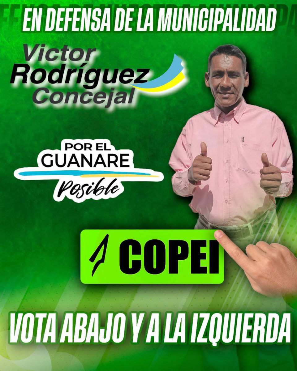 Conoce a los (as) candidatos (as) a las concejalias de nuestro estado Portuguesa.

Este #27Jul participa para vencer la abstención y liderar tu comunidad junto a ellos:  

Ramón Garcia
Nelson Amaya
Yulixa Gonzáles 
Victor Rodríguez

🟢 Vota COPEI, Vota Abajo y a la Izquierda