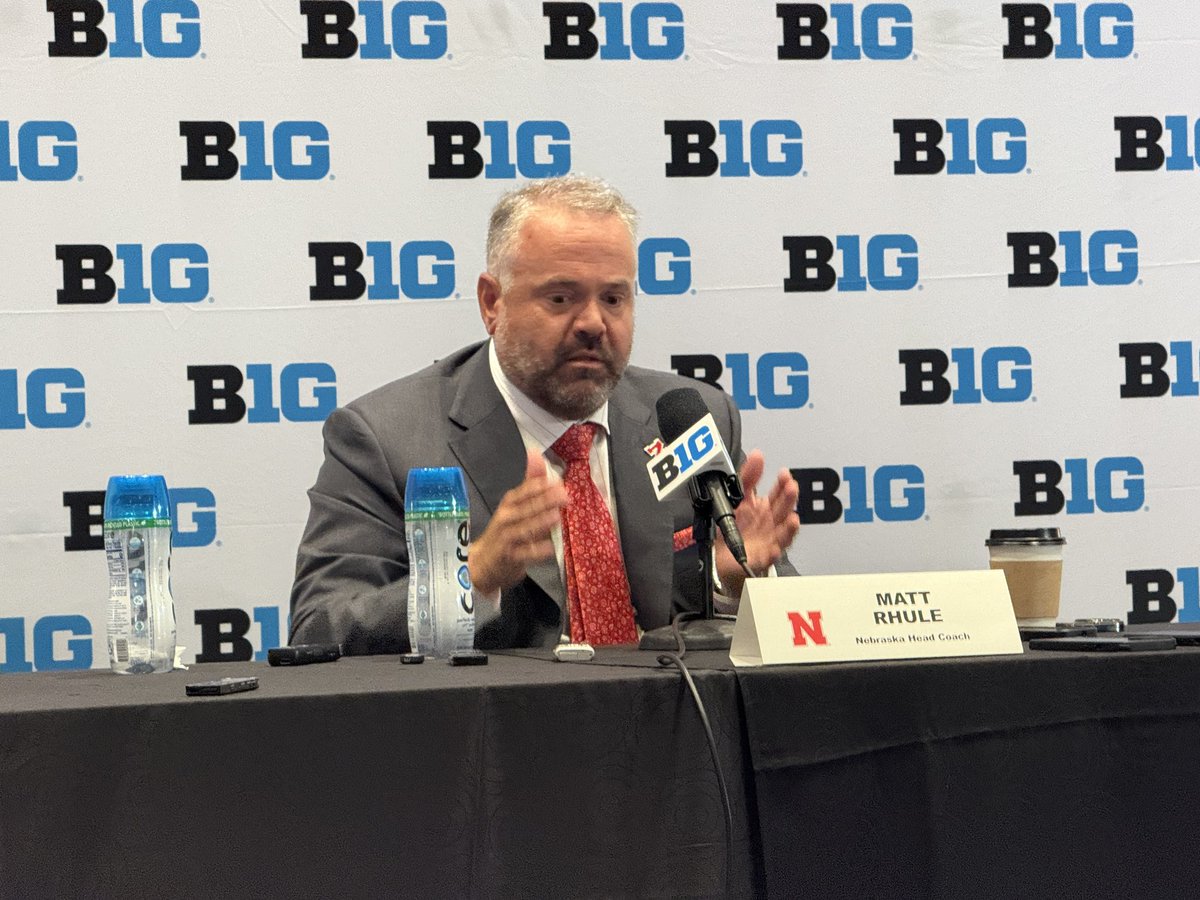 ChaseMatteson's tweet image. “This was not a good job when I got here”
Matt Rhule respects Scott Frost’s comments from Big 12 Media Days and explains how the #Huskers program has gone from a bad situation to a great job.
(@1011_News, @kevinsjuts)