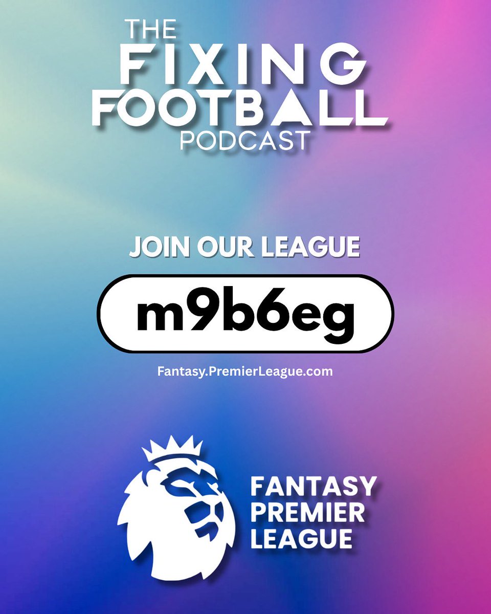 Fixing Football Podcast (@fixingfootball) on Twitter photo #FPL is back! Join our league. Prizes once again up for grabs if youβre a subscriber to the podcast on YouTube
<a href="/OfficialFPL/">Fantasy Premier League</a>
fantasy.premierleague.com/leagues/auto-jβ¦ #FPL is back! Join our league. Prizes once again up for grabs if youβre a subscriber to the podcast on YouTube
<a href="/OfficialFPL/">Fantasy Premier League</a>
fantasy.premierleague.com/leagues/auto-jβ¦