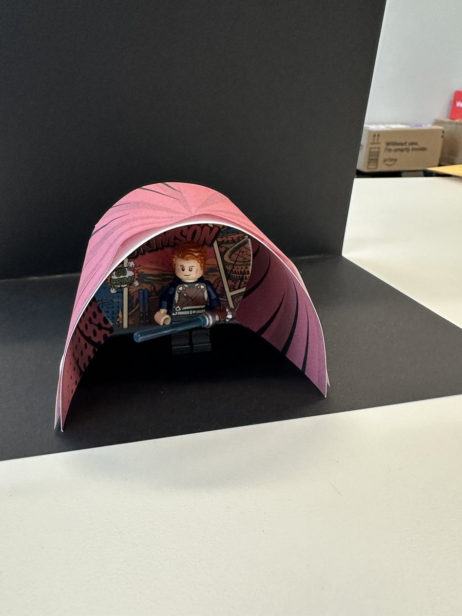 imryh's tweet image. From design to LEGO-size mock-up to build-out to reality.
So excited for our brand new media-day comic strip-style photo tunnel!!