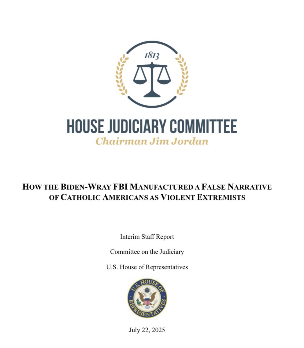 Thanks to our oversight and FBI Director Patel’s transparency, we now know that the Biden Admin’s targeting of Catholics was worse than we thought. 

The Biden-Wray FBI:

-Spied on a priest. 

-Attempted to violate priest-penitent privilege on reasoning that the individual under