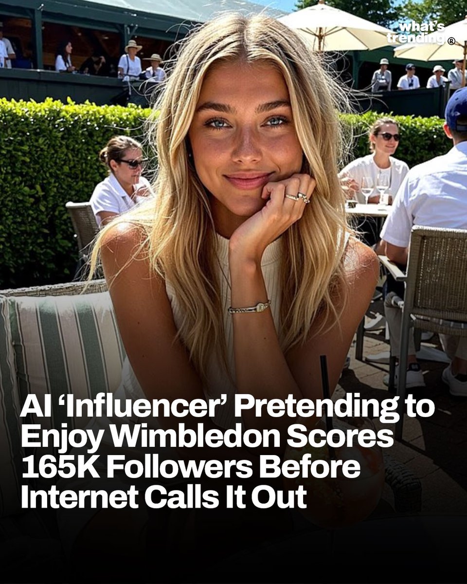 WhatsTrending's tweet image. AI influencer Mia Zelu fooled 165K+ followers by posting hyperrealistic pics “enjoying Wimbledon” — even tho her bio said she’s AI.
The line between real & digital just keeps getting blurrier.